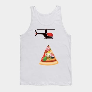 Helicopter delivery with big deal pizza - I love Pizza Tank Top